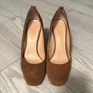 Franco Sarto Brown Suede Block Heels